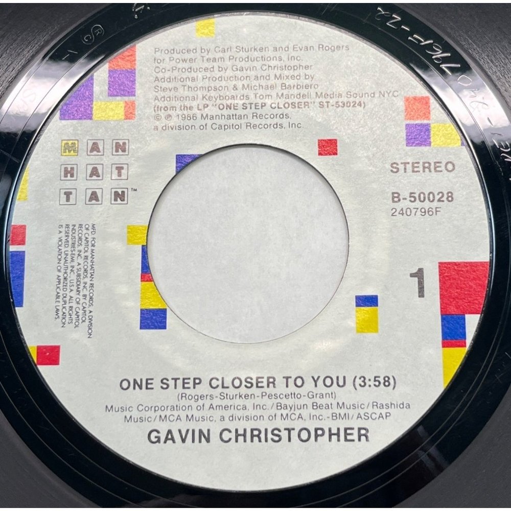 Christopher Gavin One Step Closer to You / Instrumental 45 R&B Soul 1986